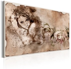 Πίνακας - Retro Style: Woman and Roses 120x80