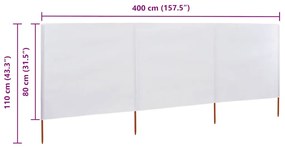 vidaXL Προστατευτικό Αέρα με 3 Πάνελ Λευκό Άμμου 400x80 εκ. Υφασμάτινο