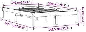 Σκελετός Κρεβατιού Χωρίς Στρώμα Καφέ 140x200 Μασίφ Ξύλο Πεύκου - Καφέ