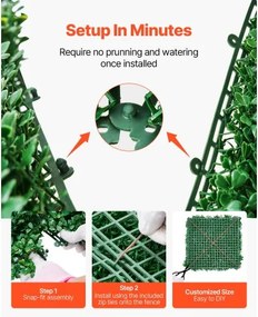 VEVOR Artificial Grass Wall Panels 12 PCS 20 x 20 inch 3D Greenery for Decor