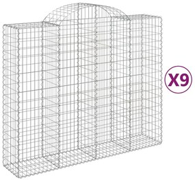 vidaXL Συρματοκιβώτια Τοξωτά 9 τεμ. 200x50x160/180 εκ. Γαλβαν. Ατσάλι