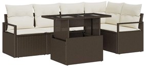 vidaXL Σετ Καναπέ Κήπου με αποθήκευση 6 pcs Καφέ Πολυ ράταν