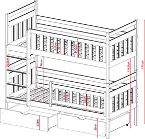 MONIKA 80x180 graphite bunk bed Lano Furniture