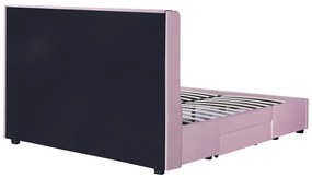 Κρεβάτι Διπλό ArteLibre ANNONA Ανοιχτό Ροζ Βελούδο 217x175x117.5cm (Στρώμα 160x200cm)