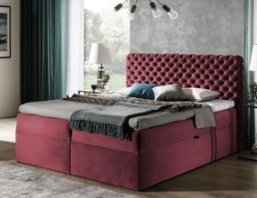 Επενδυμένο κρεβάτι Chesterfield-Kokkino-160 x 200