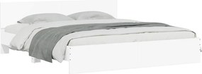 vidaXL Πλαίσιο Κρεβατιού με Κεφαλάρι/LED Λευκό 200 x 200 εκ.