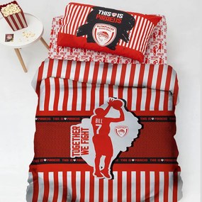 Σεντόνια Παιδικά Olympiacos BC8 (Σετ 3τμχ) Red-White Palamaiki Μονό 170x260cm 100% Βαμβάκι