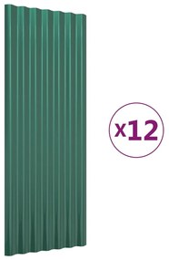vidaXL Πάνελ Οροφής 12 τεμ. Πράσινα 100x36 εκ Γαλβανισμένος χάλυβας