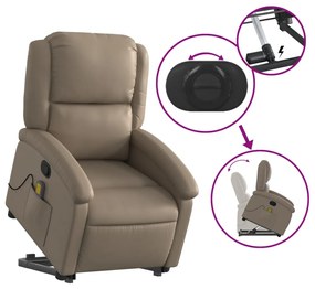 vidaXL Πολυθρόνα Μασάζ Ανακλινόμενη με Ανύψωση Καπουτσίνο Συνθ. Δέρμα