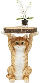 Βοηθητικό Τραπεζάκι Animal Γάτα Καφέ  35x33x52εκ - Πολύχρωμο