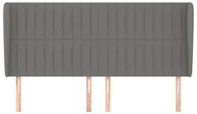 Κεφαλάρι με Πτερύγια Σκούρο Γκρι 163x23x118/128 εκ. Υφασμάτινο - Γκρι