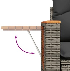 vidaXL Σετ Σαλονιού Κήπου 7 τεμ. Γκρι Συνθετικό Ρατάν με Μαξιλάρια