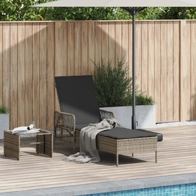 vidaXL Ξαπλώστρα Γκρι και σκούρο γκρι Ρατάν PE 157 x 55 x 92 εκ.