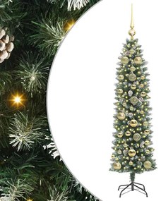 vidaXL Τεχνητό Λεπτό Χριστουγεννιάτικο Δέντρο Πράσινο και Λευκό 150 cm