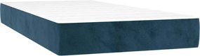vidaXL Κρεβάτι Boxspring με Στρώμα Σκούρο Μπλε 100x200 εκ. Βελούδινο