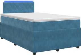vidaXL Κρεβάτι box spring με στρώμα Μπλε 120 x 190 cm Βελούδο