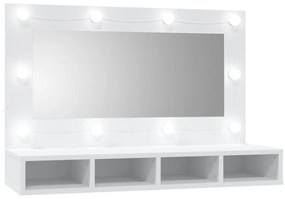 vidaXL Έπιπλο Καθρέπτη με LED Λευκό 90x31,5x62 εκ.