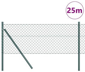 vidaXL Φράκτης από αλυσίδα με στύλους Πράσινο 0.4 x 25 μ Ατσάλι