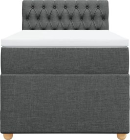 vidaXL Κρεβάτι Boxspring με Στρώμα Σκούρο Γκρι Single Υφασμάτινα