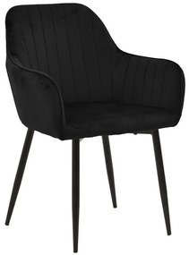 Καρέκλα - Πολυθρόνα Noor σε Μαύρο Βελούδο με Μαύρο Μεταλλικό Πόδι 58x58x86εκ. 2αδα 58x58x86 εκ.