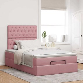 vidaXL Οθωμανικό κρεβάτι με στρώματα Ροζ 120x200cm Velvet