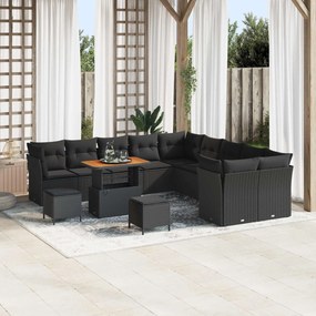vidaXL Σετ Καναπέ Κήπου 13 pcs Μαύρο συνθετικό ρατάν
