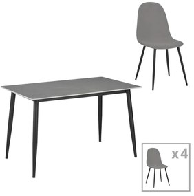 Intrahome Τραπεζαρία Gustas-Bella D Intrahome σετ 5τμχ γκρι μαρμάρου sintered stone-μαύρο μέταλλο 140x80x75εκ | SKU: INTRAPA-311112174