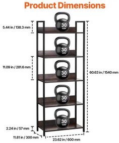 VEVOR Metal Bookshelf Open Bookshelf 5-Tier for Living room Bedroom &amp; Office