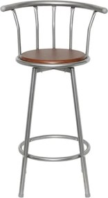 vidaXL Σκαμπό Μπαρ 2 τεμ. Καφέ Ατσάλινα