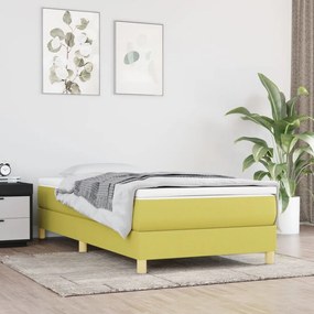 vidaXL Κρεβάτι Boxspring με Στρώμα Πράσινο 100 x 200 εκ. Υφασμάτινο