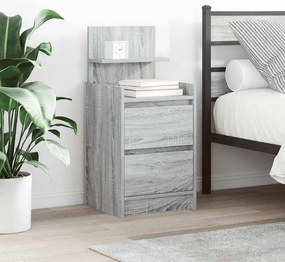 vidaXL Κομοδίνα με 2 συρτάρια 2 τεμάχια Γκρι Sonoma 38x34x80 εκ.
