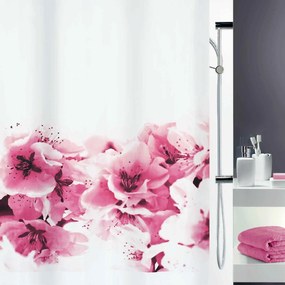 Κουρτίνα Μπάνιου Amanda 02156.001 White-Pink Spirella 180Πx200Υ 180x200cm Πολυέστερ