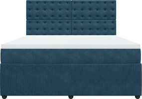 vidaXL Κρεβάτι Boxspring με Στρώμα Μπλε 180x200 εκ. Βελούδινο