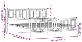 Πλαίσιο Κρεβατιού Χωρ. Στρώμα&amp;Ποδαρικό Μαύρο 180x200εκ. Μέταλλο - Μαύρο