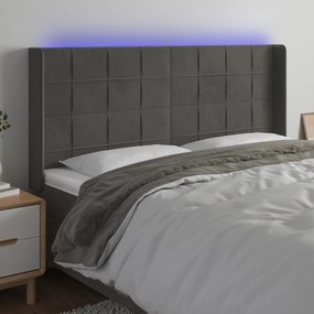 Κεφαλάρι Κρεβατιού LED Σκούρο Γκρι 203x16x118/128εκ. Βελούδινο 3124115