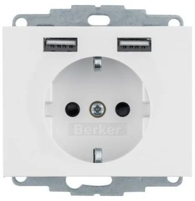 Πρίζα Σούκο με 2xUSB Λευκό Berker K.1 48037009 Hager-48037009-Λευκό 48037009