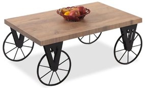 Τραπέζι σαλονιού Bike pakoworld χρώμα μαύρο-καρυδί 85x55x41εκ