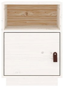 vidaXL Κομοδίνα 2 τεμ. Λευκά 40 x 34 x 55 εκ. από Μασίφ Ξύλο Πεύκου