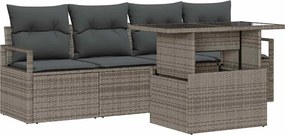 vidaXL Σετ Καναπέ Κήπου με αποθήκευση 5 pcs Γκρι Πολυ ράταν