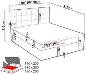 Επενδυμένο κρεβάτι Malmo Box-Gkri Skouro-180 x 200