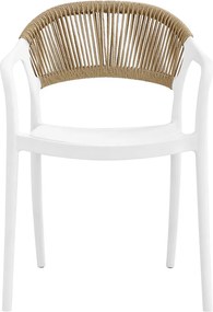 DONNA Πολυθρόνα-Pro Στοιβαζόμενη, PP-UV Άσπρο, Rope Wicker Φυσικό   1τμχ