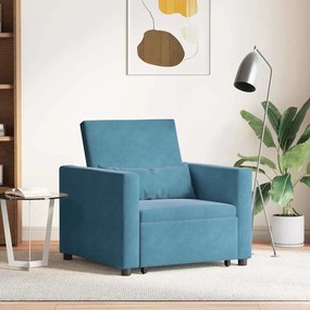 vidaXL Μονός καναπές-κρεβάτι Μπλε 90 x 165 x 87 εκ. Βελούδο