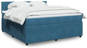 vidaXL Κρεβάτι Boxspring με Στρώμα Μπλε 180x200 εκ. Βελούδινο