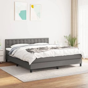 Κρεβάτι Boxspring με Στρώμα Σκούρο Γκρι 180x200 εκ Υφασμάτιν