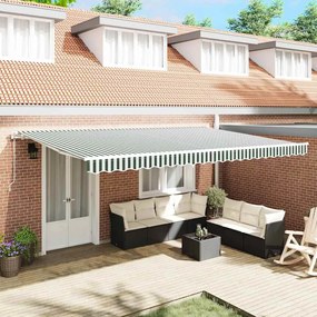 vidaXL Αναδιπλούμενη τέντα Πράσινο και Λευκό 500 x 300 εκ