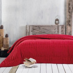 Κουβερτοπάπλωμα Croco Velvet Red Ρυθμός Queen Size 220x240cm Velvet