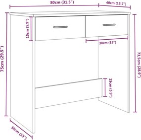 vidaXL Γραφείο Καφέ Δρυς 80 x 40 x 75 εκ. από Επεξεργασμένο Ξύλο