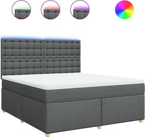 vidaXL Κρεβάτι Boxspring με Στρώμα Σκούρο Γκρι 180x200 εκ Υφασμάτιν