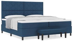 vidaXL Κρεβάτι με ελατήρια με στρώμα Μπλε 200 x 200 cm ύφασμα