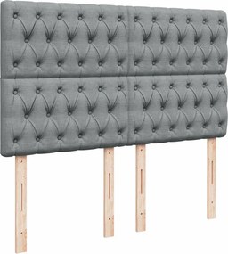 vidaXL Κρεβάτι Boxspring με Στρώμα Ανοιχτό Γκρι 140x190 εκ. Υφασμάτινο
